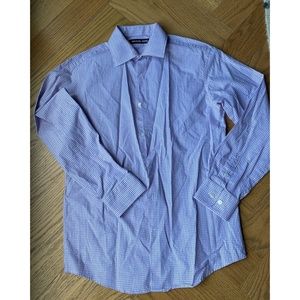 Michael Kors Blue Button Down Check Dress Shirt